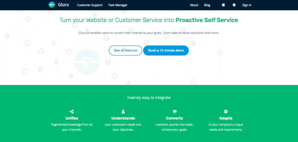 screenshot of Gluru AI